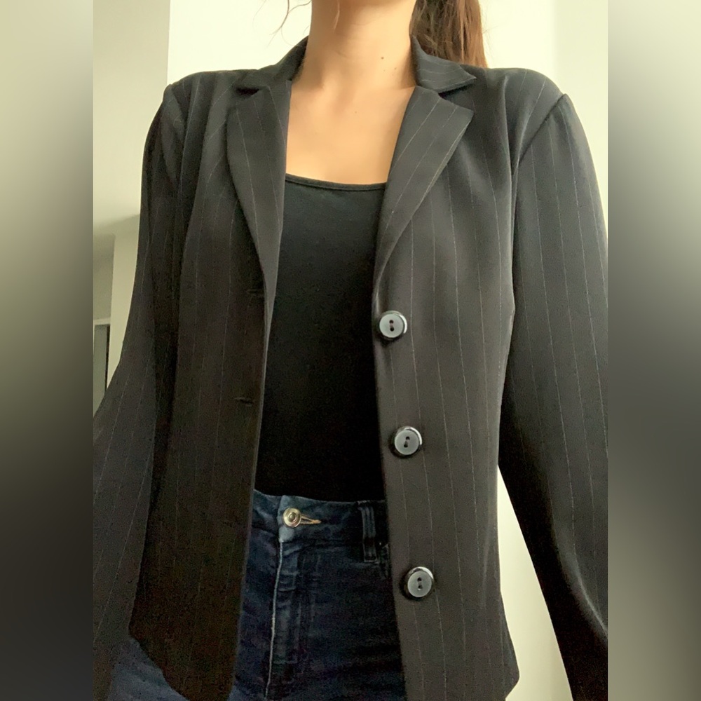 My Michelle Charcoal Pinstripe Blazer